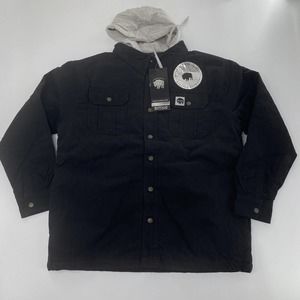 Buffalo XL Mens Work Jacket Black Gray Hoodie Heavy Duty Snap Button NWT